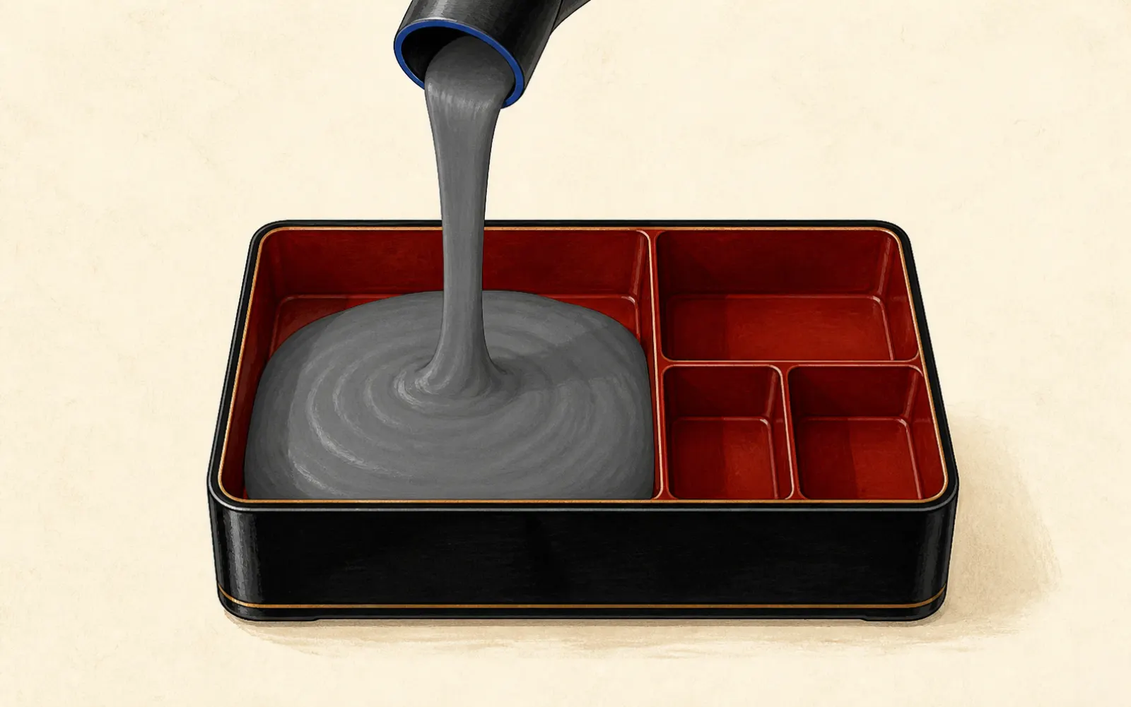 餿水桶倒進精美便當盒的 AI slop 意象 (placeholder)